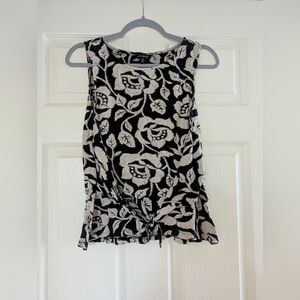 Lucky Brand Black and Cream Floral Tank Top
